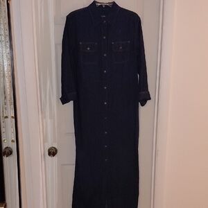 NWOT Lauren Ralph Lauren Medium Dark Blue Cotton Denim Maxi Dress